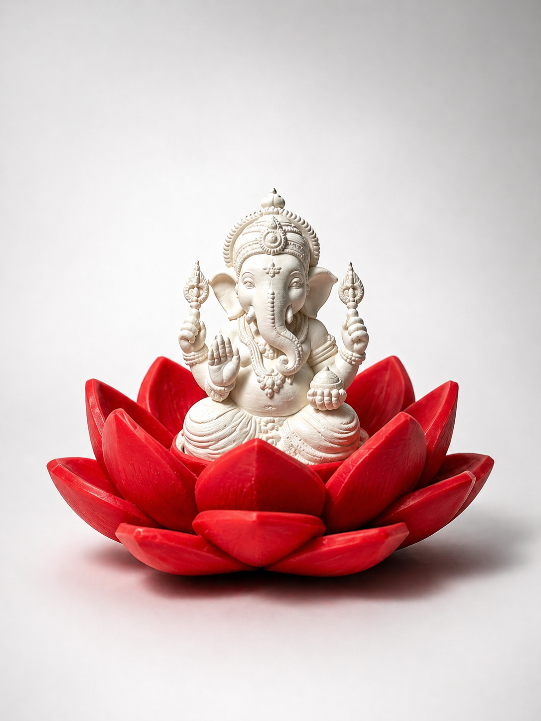 Good Luck Ganesha Idol on Lotus, Lord Ganesh Statue for Home Decor, Puja Room, Office Desk, Car Dashboard, 2.55 Inches
