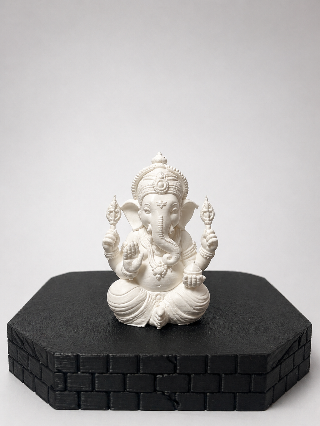 Good Luck Ganesha Idol on Lotus, Lord Ganesh Statue for Home Decor, Puja Room, Office Desk, Car Dashboard, 2.55 Inches