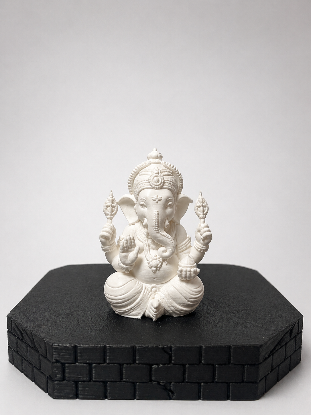 Good Luck Ganesha Idol on Lotus, Lord Ganesh Statue for Home Decor, Puja Room, Office Desk, Car Dashboard, 2.55 Inches