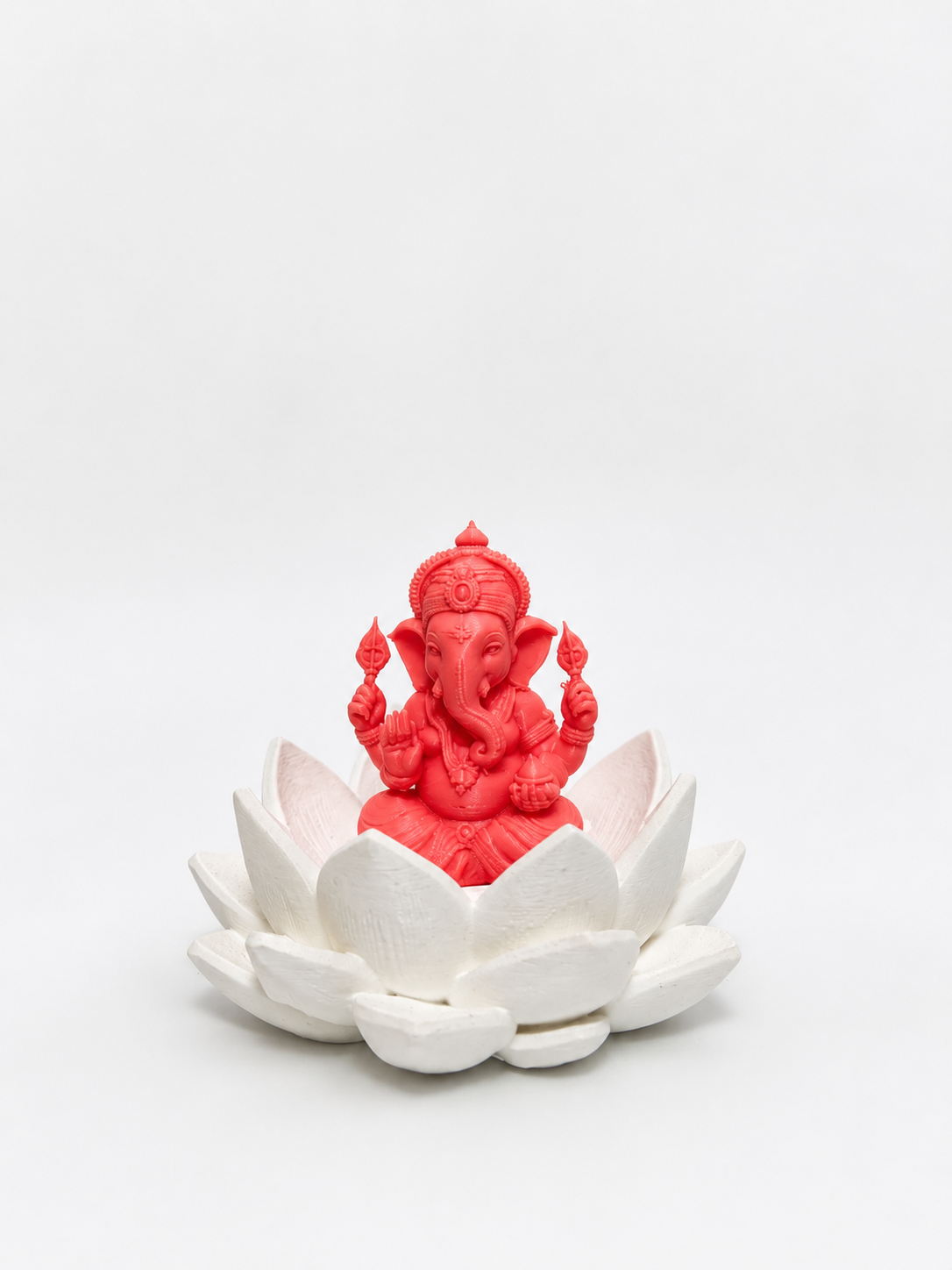 Glowing Ganesha Idol on Lotus, Lord Ganesh Statue for Home Decor, Puja Room, Office Desk, Car Dashboard, 2.55 Inches